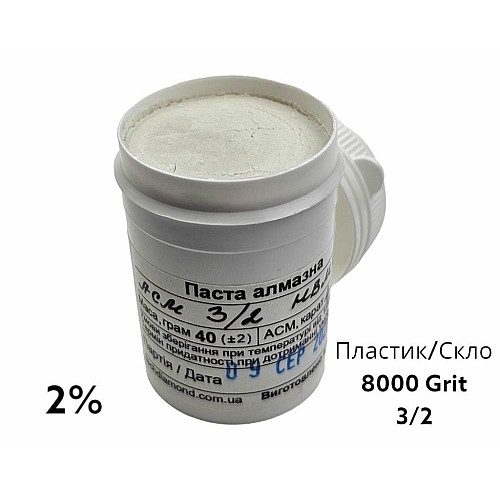 Алмазная паста для стекла и пластика ACН 3-2 (НВМХ) (2%) 8000 GRIT, 40 г ACН3-2(НВМХ)
