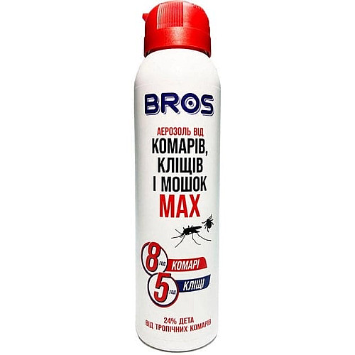 Аерозоль від комарів та кліщів, Bros МАХ Польща, флакон 90 мл
