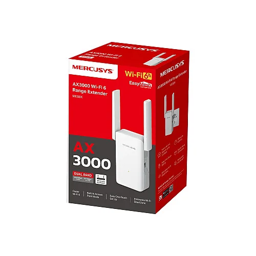 Расширитель покрытия WiFi MERCUSYS ME80X AX3000, 1хGE LAN