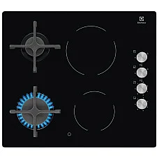 Варильна поверхня Electrolux комбінована (2 газ + 2 склокерам.), 60см, чавун, чорний