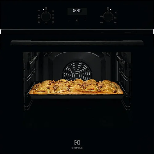 Духова шафа Electrolux електрична, 65л, А, пара, дисплей, конвекція, телескопічні напрямні, чорний