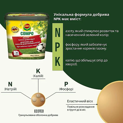 Добриво для газону Compo 8 кг