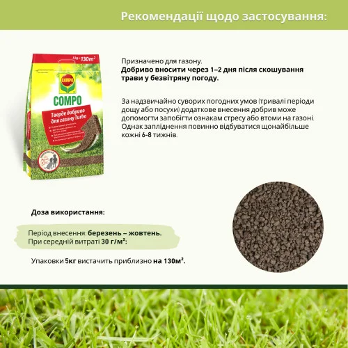 COMPO TURBO Добриво для газону, 5 кг