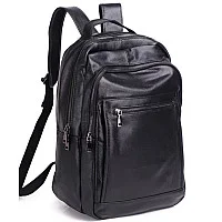 Шкіряний чоловічий рюкзак для ноутбука та поїздок чорний Tiding Bag D3-93438