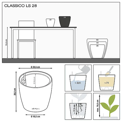 Вазон Lechuza Classico Premium LS 28 Білий