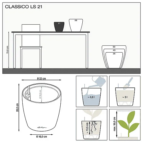 Вазон Lechuza Classico Premium LS 21 Сіро-коричневий