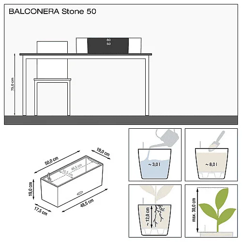 Вазон Lechuza Balconera Stone 50 Бежевий