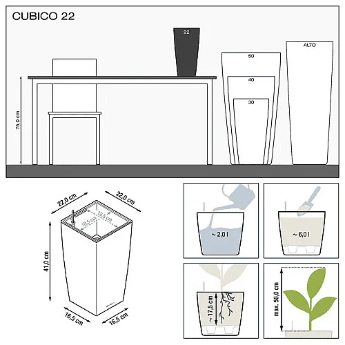 Вазон Lechuza Cubico Premium 22 Білий